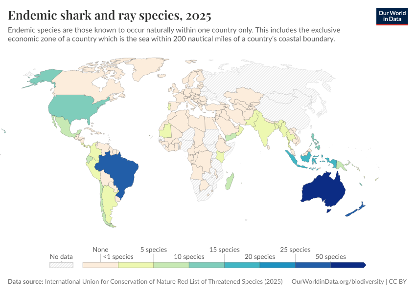 A thumbnail of the "Endemic shark and ray species" chart