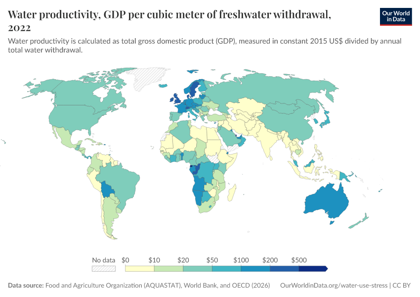 A thumbnail of the "Water productivity, GDP per cubic meter of freshwater withdrawal" chart